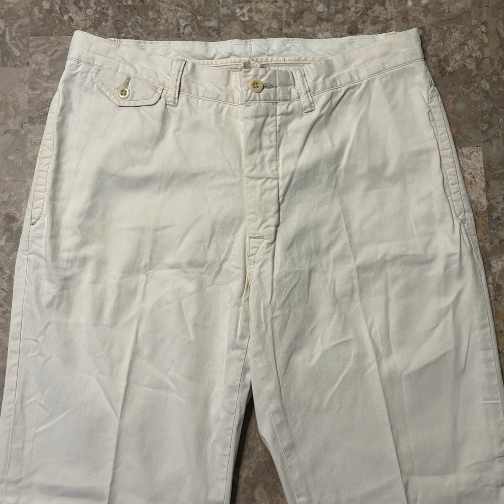 Polo Ralph Pants Mens 34x32 (fits 34x29) White Nautical Cotton Thick Chino